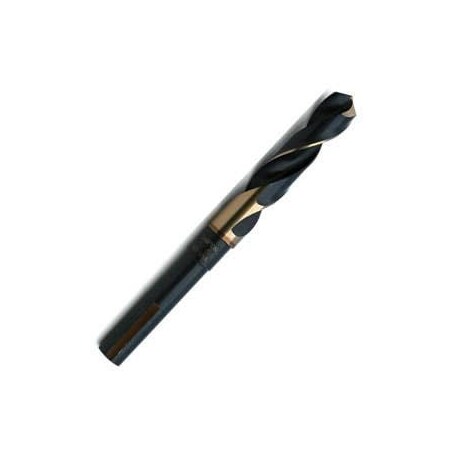 Champion Cutting Tool 59/64in x 6in - XG12 BlackGold Silver & Deming Drill, 1/2in Flatted Shank, 118 deg Split CHA XG12-59/64